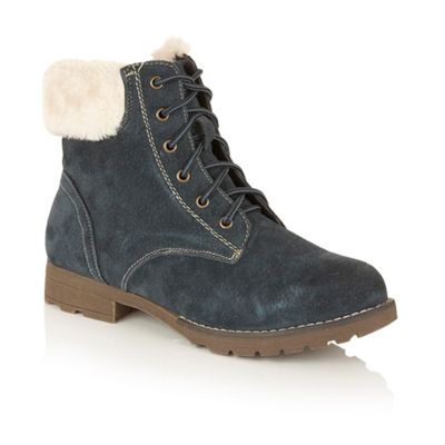 Lotus Blue leather 'Vardy' lace up ankle boots